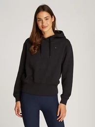 Kapuzensweatshirt FLAG ON CHEST MDRN HOODIE , Damen, Gr. XXXL (46), schwarz, Sweatware, Obermaterial: 60% Baumwolle, 40% Polyester, unifarben, casual, normal kurz, Langarm Rippbndchen, Sweatshirts, mit Logo-Flag auf der Brust