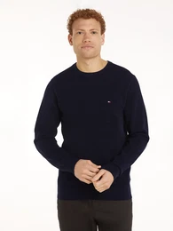 Rundhalspullover ESSENTIAL STRUCTURE CREW NECK , Herren, Gr. XXXL, blau (desert sky), Strick, Obermaterial: 100% Baumwolle, casual, Rundhals, Langarm Rippbndchen, Pullover, mit feiner Struktur