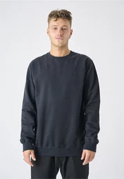 Sweatshirt Ligull , Herren, Gr. M, schwarz, 100% Baumwolle, meliert, casual, Rundhals, Sweatshirts, mit kleiner Mwen-Stickerei