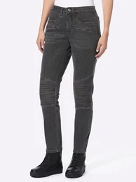 Bequeme Jeans , Damen, Gr. 40, Normalgren, schwarz (anthrazit, grau, denim), 99% Baumwolle, 1% Elasthan, unifarben, 7/8-Lnge, Jeans