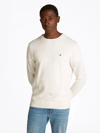 Rundhalspullover ESSENTIAL COTTON CREW NECK , Herren, Gr. XXXL, wei (ivory petal), Strick, Obermaterial: 100% Baumwolle, casual, regular fit, Rundhals, Langarm Rippbndchen, Pullover