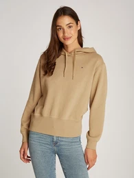 Kapuzensweatshirt FLAG ON CHEST MDRN HOODIE , Damen, Gr. XS (34), beige (safari canvas), Sweatware, Obermaterial: 60% Baumwolle, 40% Polyester, unifarben, casual, normal kurz, Langarm Rippbndchen, Sweatshirts, mit Logo-Flag auf der Brus