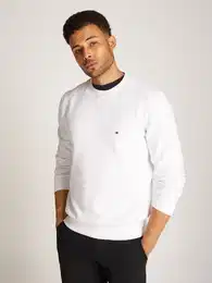 Sweatshirt ESSENTIAL FLEECE CREWNECK , Herren, Gr. M, wei, Sweatware, Obermaterial: 60% Baumwolle, 40% Polyester, unifarben, casual, Basic hftlang, Rundhals, Langarm eingesetzt Bndchen, Sweatshirts, mit Logostickerei