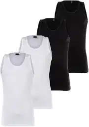 Unterhemd Unterhemd 4er Pack , Herren, Gr. XXL, N-Gr, schwarz-wei (wei, schwarz), Obermaterial: 95% Baumwolle CO. 5% Elasthan EL., Unterhemden