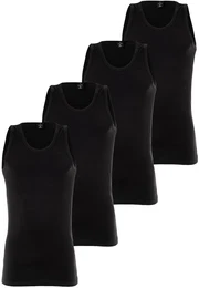 Unterhemd Unterhemd 4er Pack , Herren, Gr. M, N-Gr, schwarz, Obermaterial: 95% Baumwolle CO. 5% Elasthan EL., rmellos, Unterhemden