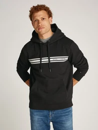 Kapuzensweatshirt CENTRAL CHEST STRIPE HOODY , Herren, Gr. XL, schwarz, Sweatware, Obermaterial: 60% Baumwolle, 40% Polyester, casual, regular fit, Langarm Rippbndchen, Sweatshirts, mit kontrastfarbenen Print