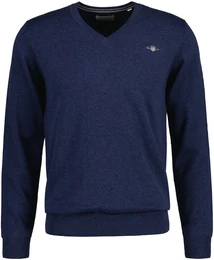 Sweater Strickpullover CLASSIC COTTON V-NECK , Herren, Gr. M, jeansblau melange, Obermaterial: 100% Baumwolle CO., Sweatshirts
