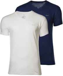 T-Shirt T-Shirt 2er Pack , Herren, Gr. M, marineblau, wei, Obermaterial: 100% Baumwolle CO., Kurzarm, Shirts