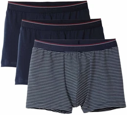 Boxershorts Boxershort New Boxer Natural Benefit 3P 3er Pack , Herren, Gr. S, dunkelblau, wei, rot, Obermaterial: 95% Baumwolle CO. 5% Elasthan EL., Unterhosen