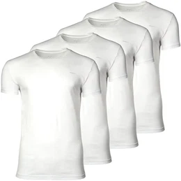 T-Shirt T-Shirt 4er Pack , Herren, Gr. M, wei, Obermaterial: 100% Baumwolle CO., Kurzarm, Shirts