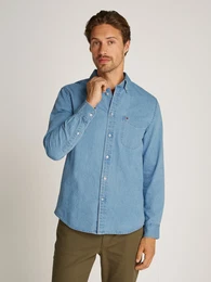 Jeanshemd DENIM RF SHIRT , Herren, Gr. L, N-Gr, blau (light blau denim), Denim/Jeans, Obermaterial: 100% Baumwolle, unifarben, casual, regular fit hftlang, Langarm rmel mit rmelschlitz 1-Knopf-Manschette, Hemden, mit Brusttasche