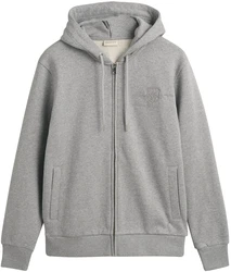 GANT Herren Sweatjacke mit Kapuze REGULAR TONAL SHIELD FULL ZIP HOODIE grau