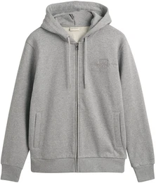 Sweater Sweatjacke REGULAR TONAL SHIELD FULL ZIP HOODIE , Herren, Gr. M, grau, Obermaterial: 100% Baumwolle CO., Sweatshirts