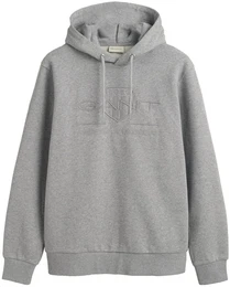 Sweatshirt Sweatshirt REGULAR TONAL SHIELD HOODIE , Herren, Gr. L, grau, Obermaterial: 90% Baumwolle CO. 10% Polyester PES., Sweatshirts