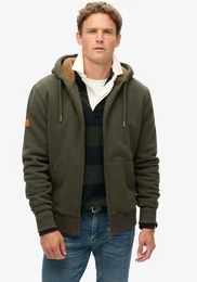 Kapuzensweatjacke Borg Lined Ziphood , Herren, Gr. S, grn (dunkelgrau grn), angeraute Sweatware, Obermaterial: 80% Baumwolle, 20% Polyester, unifarben, modisch, slim fit, Langarm, Sweatjacken