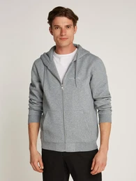 Sweatjacke SMALL TOMMY LOGO ZIP HDD , Herren, Gr. L, grau (medium grau), Sweatware, Obermaterial: 63% Baumwolle, 37% Polyester, meliert, casual, normal hftlang, Langarm Rippbndchen, Sweatjacken, mit Logoschriftzug
