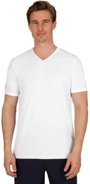 T-Shirt V-Shirt COOLMAX , Herren, Gr. M, wei, 100% Polyester (recycelt), sportlich, Kurzarm, Shirts