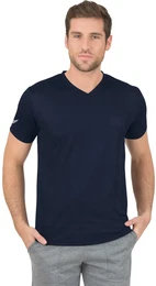 T-Shirt V-Shirt COOLMAX , Herren, Gr. M, blau (navy), 100% Polyester (recycelt), sportlich, Kurzarm, Shirts