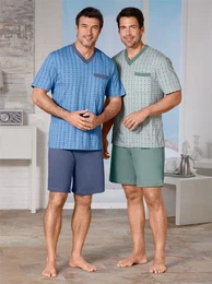 Schlafanzug KINGS CLUB Gr. 52/54, bunt (mint, blau), Herren, 100% Baumwolle, Homewear-Sets