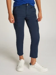 Cargohose WOVEN CARGO PANT , Jungen, Gr. 12 (152), N-Gr, blau (schwarz night navy), Web, Obermaterial: 69% Baumwolle, 27% Polyamid, 4% Elasthan, unifarben, straight fit, Hosen, im Cargo-Stil