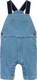 Latzhose DENIM DUNGAREE , Baby, Gr. 56, N-Gr, blau (denim medium), Denim/Jeans, Obermaterial: 76% Baumwolle, 23% Polyester, 1% Elasthan, unifarben, loose fit, Hosen, mit Logostickereien, mit Knopfverschluss