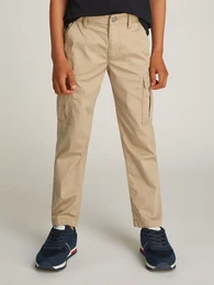 Cargohose WOVEN CARGO PANT , Jungen, Gr. 86, N-Gr, grn (sandalwood), Web, Obermaterial: 69% Baumwolle, 27% Polyamid, 4% Elasthan, unifarben, straight fit lang, Hosen, im Cargo-Stil