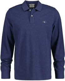 Poloshirt Poloshirt Regular Shield Longsleeve Pique Rugger 1er Pack , Herren, Gr. L, blau (jeansblau melange), Obermaterial: 100% Baumwolle CO., Langarm, Shirts