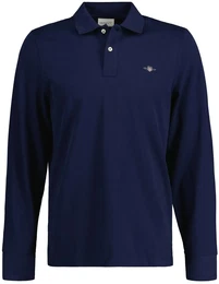 Poloshirt Poloshirt Regular Shield Longsleeve Pique Rugger 1er Pack , Herren, Gr. XXL, blau, Obermaterial: 100% Baumwolle CO., Langarm, Shirts