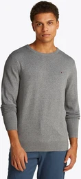 Rundhalspullover ESSENTIAL COTTON CREW NECK , Herren, Gr. M, grau (medium grau heather), Strick, Obermaterial: 100% Baumwolle, casual, regular fit, Rundhals, Langarm Rippbndchen, Pullover