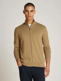 Strickjacke ESSENTIAL COTTON ZIP THRU , Herren, Gr. XXXL, beige (safari canvas), Strick, Obermaterial: 100% Baumwolle, unifarben, casual, regular fit hftlang, Langarm Rippstrickbndchen, Strickjacken, mit Logostickerei