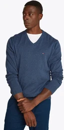 Strickpullover ESSENTIAL COTTON V NECK , Herren, Gr. XXL, grn (aegean sea heather), Strick, Obermaterial: 100% Baumwolle, meliert, casual, V-Ausschnitt, Langarm Rippbndchen, Pullover