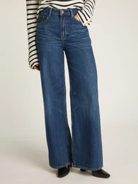 Weite Jeans WIDE LEG HW LOU , Damen, Gr. 29, Lnge 32, lou, Denim/Jeans, Obermaterial: 100% Baumwolle, unifarben, casual, normal knchelfrei, Jeans, mit Logo-Badge, mit Nieten, mit Bgelfalten