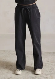 Sweathose , Damen, Gr. 36/38, N-Gr, grau (dunkelgrau), Obermaterial: 100% Baumwolle, used, unifarben, Basic, loose fit lang, Hosen, Loungehose im Used-Look, Loungewear