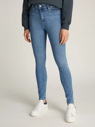 Skinny-fit-Jeans Harlem Skinny High Waist , Damen, Gr. 30, Lnge 28, uma, Denim/Jeans, Obermaterial: 94% Baumwolle, 4% Elastomultiester, 2% Elasthan, unifarben, casual, skinny fit knchellang, Jeans, mit Logo-Badge, in blauer Waschung,
