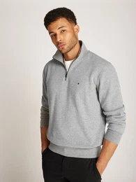 Sweatshirt ESSENTIAL FLEECE 1/4 ZIP , Herren, Gr. L, grau (medium grau heather), Sweatware, Obermaterial: 60% Baumwolle, 40% Polyester, casual, Langarm, Sweatshirts, mit Stehkragen