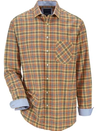 Langarmhemd Flanellhemd FLOREVERTI , Herren, Gr. L, gelb (gelb kariert), Obermaterial: 100% Baumwolle CO., Langarm, Hemden, aus weichem Flanell