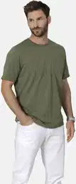 Rundhalsshirt T-Shirt ULVIENTO , Herren, Gr. 52, grn (oliv), casual, regular fit normal, Rundhals, Kurzarm, Shirts, mit melierter Optik