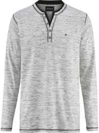 Langarm-Poloshirt Langarmshirt GIVIRA , Herren, Gr. 52, wei, Obermaterial: 96% Baumwolle CO. 4% Polyester PES., casual, regular fit normal, Serafino, Langarm, Shirts, in melierter Optik