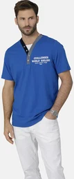 T-Shirt T-Shirt ROMOLINO , Herren, Gr. 56, blau, Obermaterial: 100% Baumwolle CO., casual, regular fit normal, Serafino, Kurzarm, Shirts, mit eleganten Zierknpfen