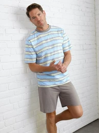 Shorty WSCHEPUR, Herren, Gr. 52/54, grau (wei, grau, bedruckt), 100% Baumwolle, Homewear-Sets