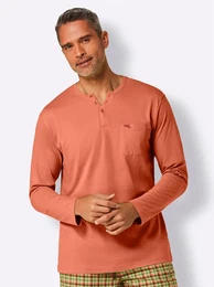 Pyjamaoberteil WSCHEPUR Schlafanzug-Shirt Gr. 52/54, orange (papaya), Herren, 100% Baumwolle, unifarben, Shirts