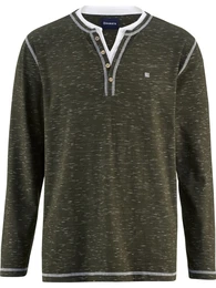 Langarm-Poloshirt Langarmshirt GIVIRA , Herren, Gr. 58, grn (oliv), Obermaterial: 96% Baumwolle CO. 4% Polyester PES., casual, regular fit normal, Serafino, Langarm, Shirts, in melierter Optik