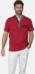 T-Shirt T-Shirt ROMOLINO , Herren, Gr. 50, rot, Obermaterial: 100% Baumwolle CO., casual, regular fit normal, Serafino, Kurzarm, Shirts, mit eleganten Zierknpfen