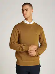 Strickpullover CHUNKY COTTON C NECK , Herren, Gr. XL, braun (country braun), Strick, Obermaterial: 100% Baumwolle, unifarben, casual, regular fit hftlang, Rundhals, Langarm Rippstrickbndchen, Pullover, mit Logosrickerei