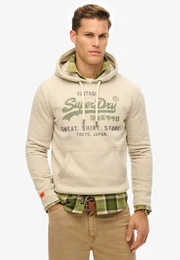 Kapuzensweatshirt SD-VL HERITAGE RELAXED HOOD , Herren, Gr. L, beige (pelican beige), Jersey, Obermaterial: 55% Baumwolle, 45% Polyester, bedruckt, modisch, relaxed fit, Langarm Rippbndchen, Sweatshirts