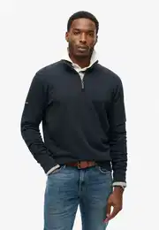 Sweatshirt CORE LOGO HENLEY , Herren, Gr. XXL, blau (eclipse navy), angeraute Sweatware, Obermaterial: 100% Baumwolle, unifarben, modisch, relaxed fit, Langarm Rippbndchen, Sweatshirts