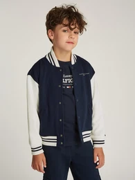 Sweatjacke U MINI CORP LOGO BOMBER , Jungen, Gr. 10 (140), blau (schwarz night navy), Sweatware, Obermaterial: 80% Baumwolle, 20% Polyester, colorblocking, bequem, Langarm Rippbndchen kontrastfarben, Sweatjacken, mit kontrastfarbenen