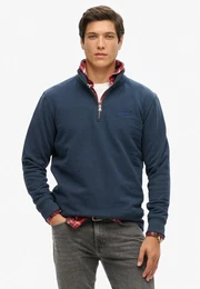 Sweatshirt ESSENTIAL LOGO HENLEY , Herren, Gr. XXXL, blau (lauren navy), angeraute Sweatware, Obermaterial: 70% Baumwolle, 30% Polyester, unifarben, modisch, loose fit, Langarm Rippbndchen, Sweatshirts