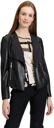 Jackenblazer Blazer-Jacke ohne Verschluss , Damen, Gr. 48, schwarz, Obermaterial: 100% Polyurethan, 100% Polyester., modisch, lssig geschnitten normal, Wasserfallausschnitt, Langarm, Blazer, Material