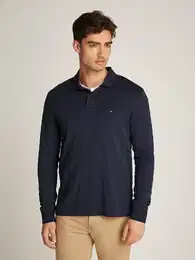 Langarm-Poloshirt MERC JACQUARD STRIPE LS REG POLO , Herren, Gr. L, blau (navy), Jersey, Obermaterial: 100% Baumwolle, casual, Langarm, Shirts